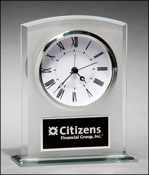 Glass clock with frosted top