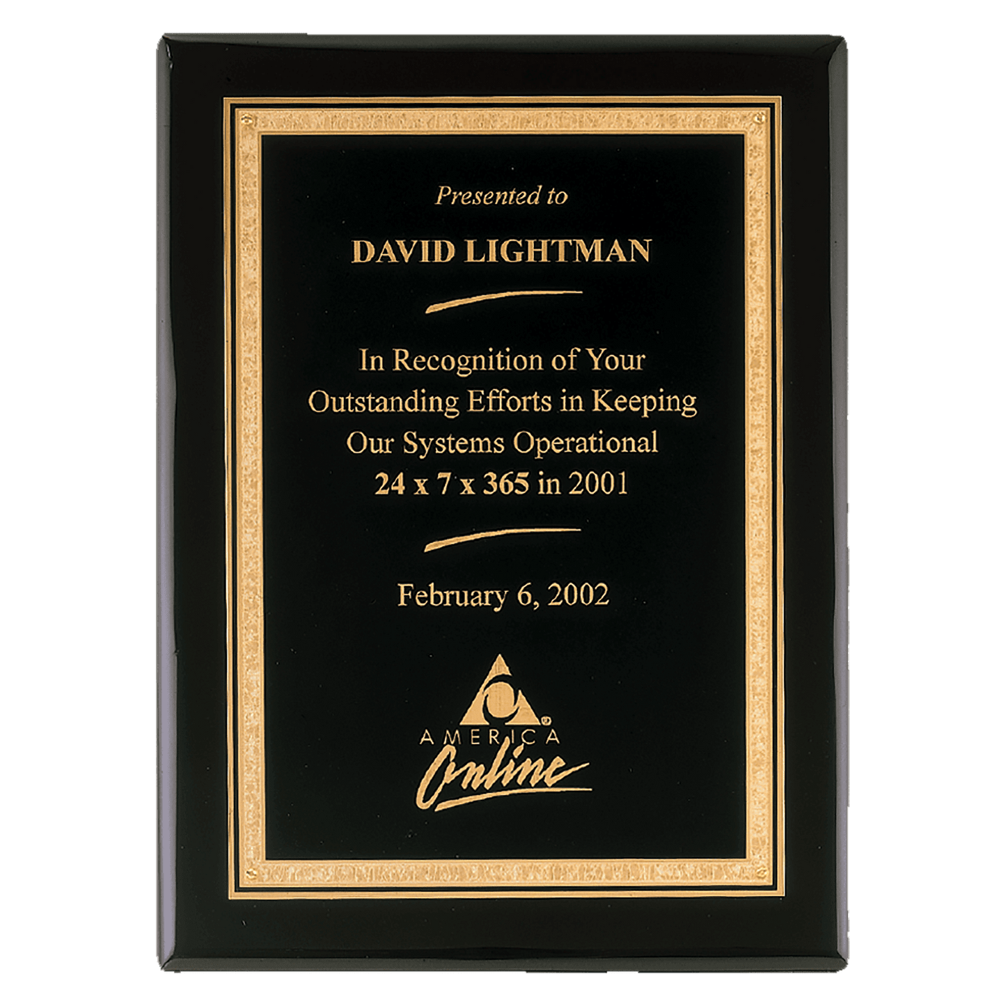 Black piano finish plaque with a black textured center plate and Florentine border. Available in 4 sizes.