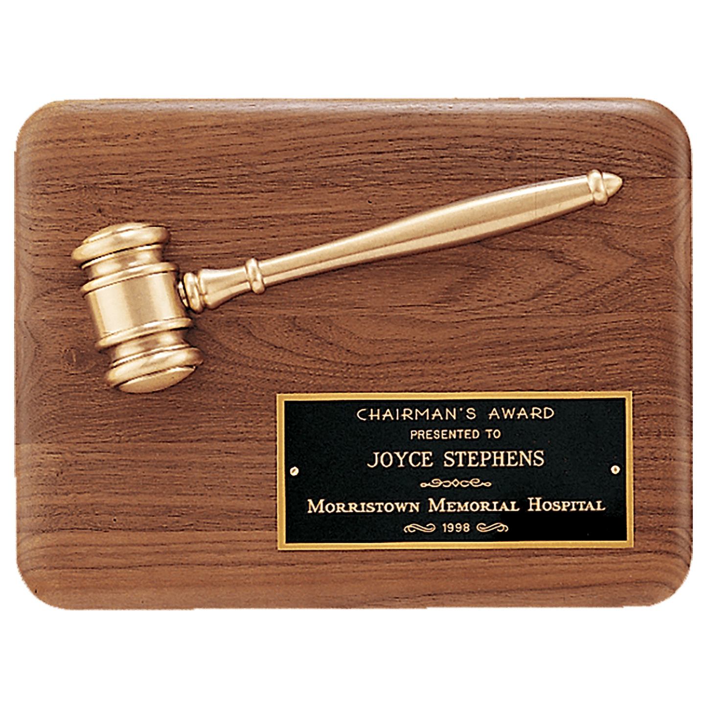9"x12" Walnut Plaque with Antique Bronze Gavel
