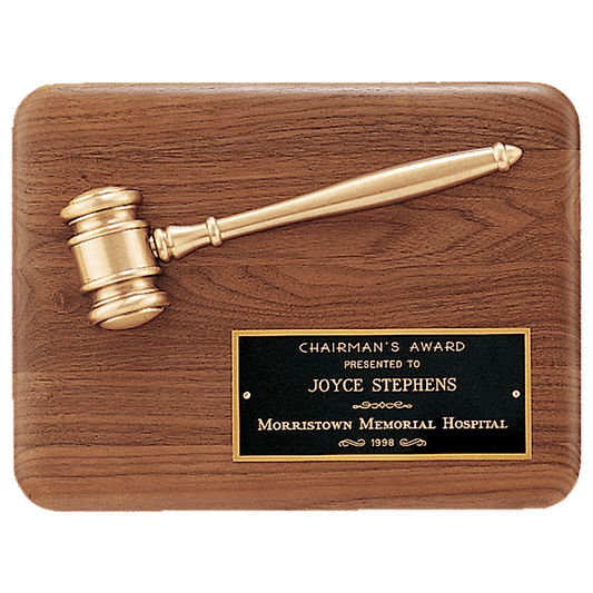 9"x12" Walnut Plaque with Antique Bronze Gavel