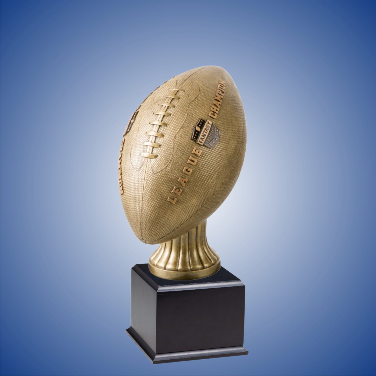 Large Football with Fantasy Football League Champion on Side on base