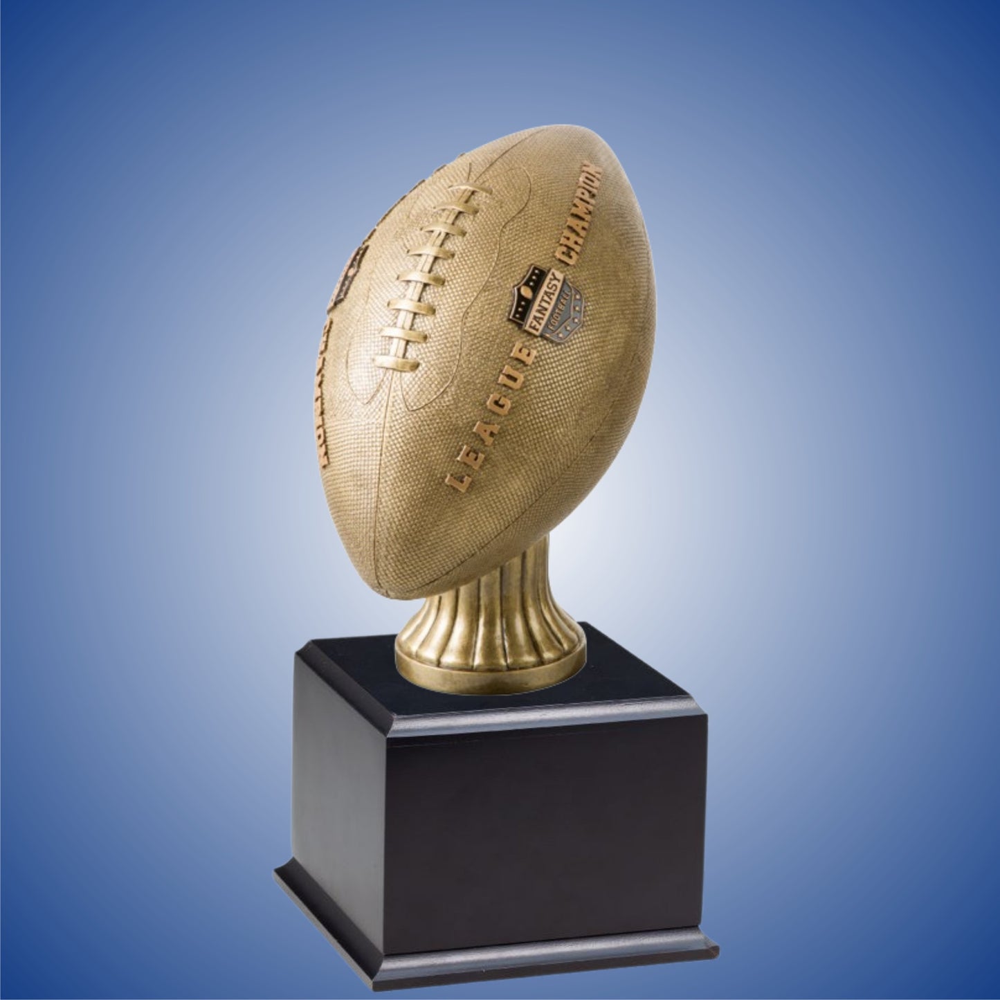 Large Football with Fantasy Football League Champion on Side on base