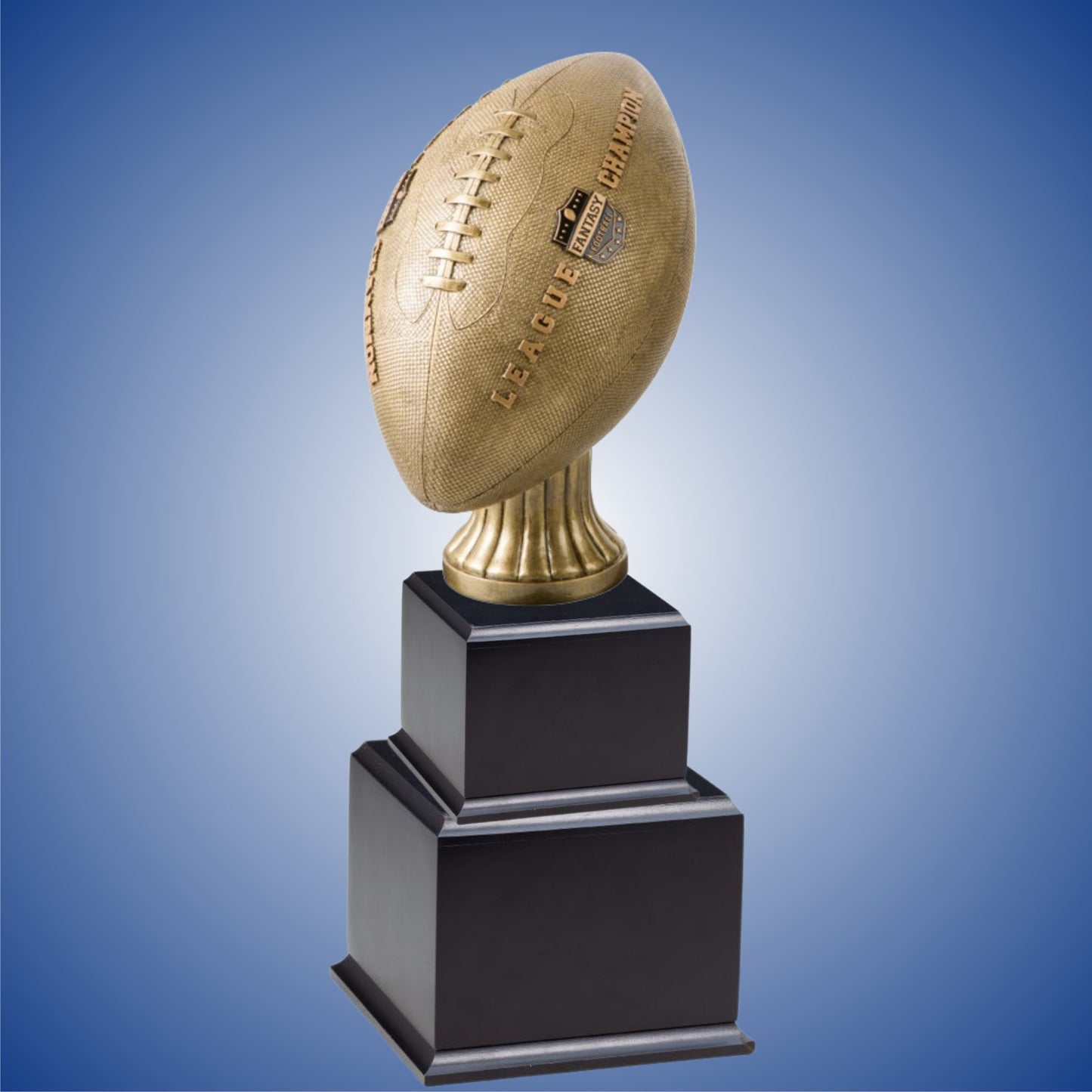 Large Football with Fantasy Football League Champion on Side on base