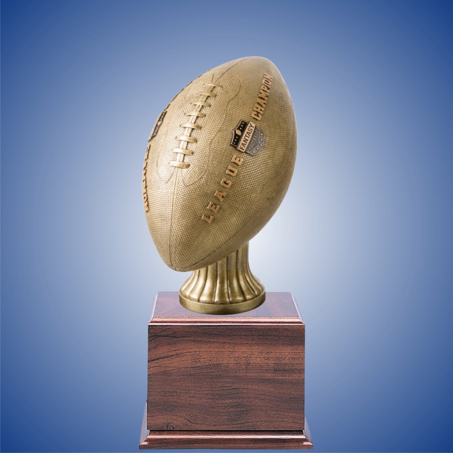 Large Football with Fantasy Football League Champion on Side on base