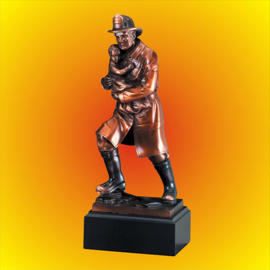 Fireman American Hero Bronze Eletroplated Scuplture