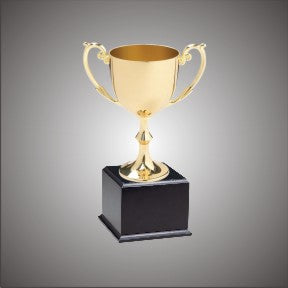 Bellissimo Large Gold Italian Cup on black or cherry base. Available in 3 sizes.