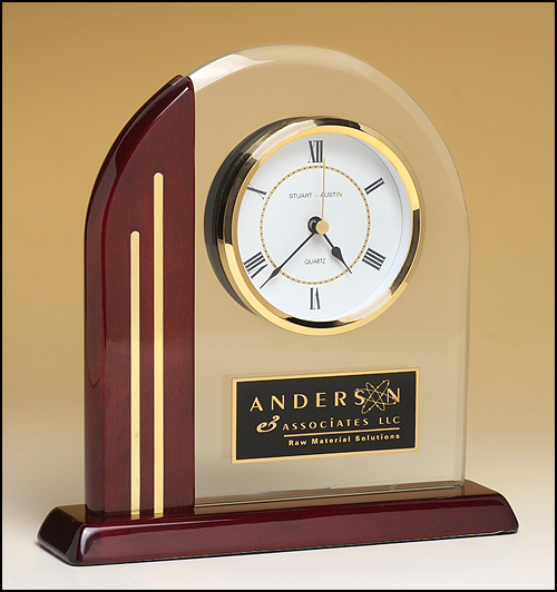 Arch Clock with Rosewod post and base