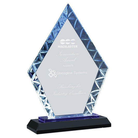 Diamond Accent Glass on Blue and Black Base. Available in 2 Sizes
