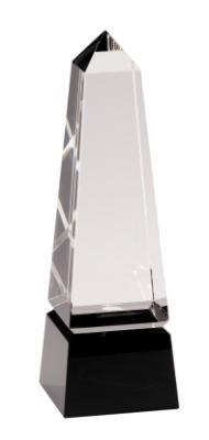 Obelisk Crystal on Black Pedestal Base. Available in 3 Sizes