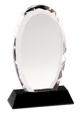 Oval Facet Crystal on Black Pedestal Base. Available in 2 Sizes