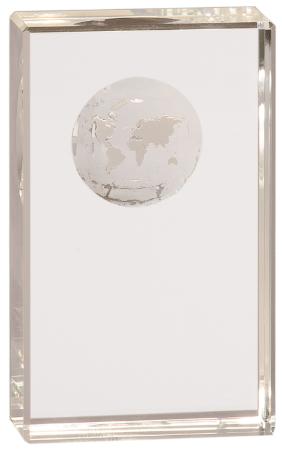 Crystal Rectangle with Globe Etching. Available in 4 Sizes