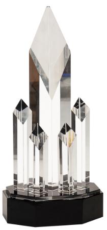 Crystal 5 Rising Diamonds on Black Pedestal Base