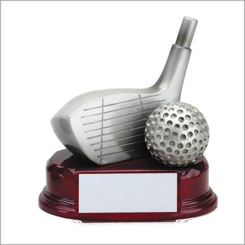 Silver golf driver resin on red base