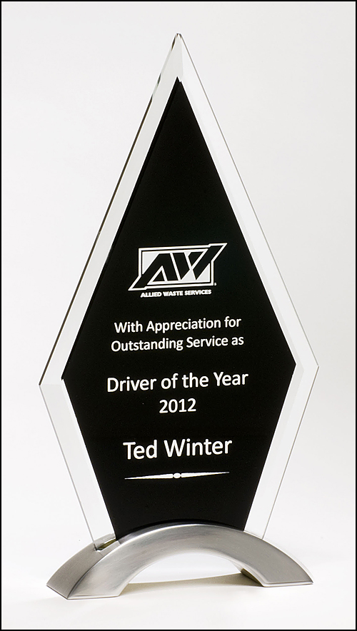 black arrow award on silver base. Available in three sizes.
