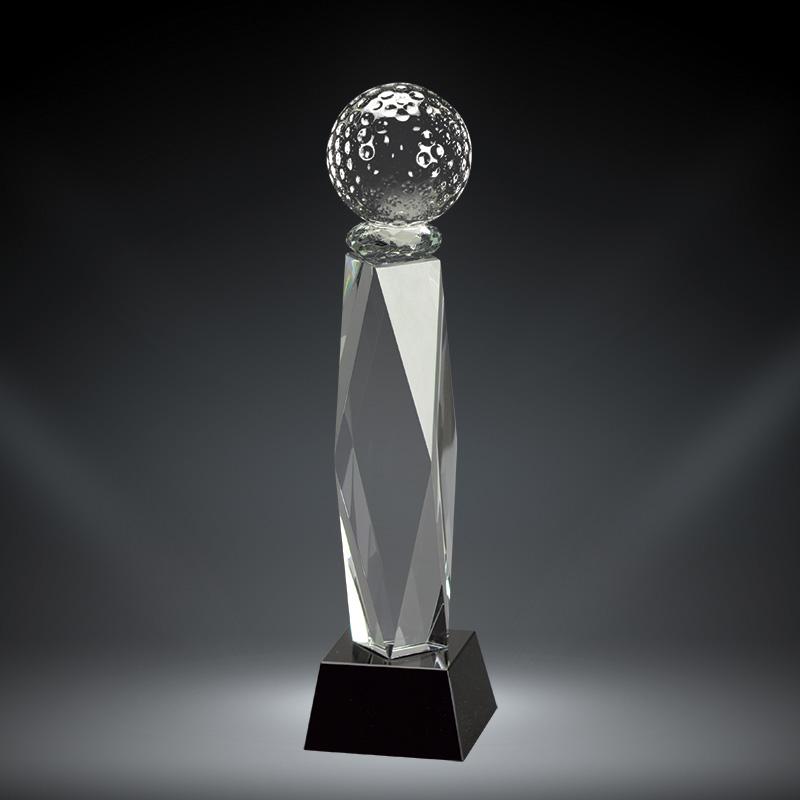Tee Golf Crystal with black base. Available in 3 Sizes