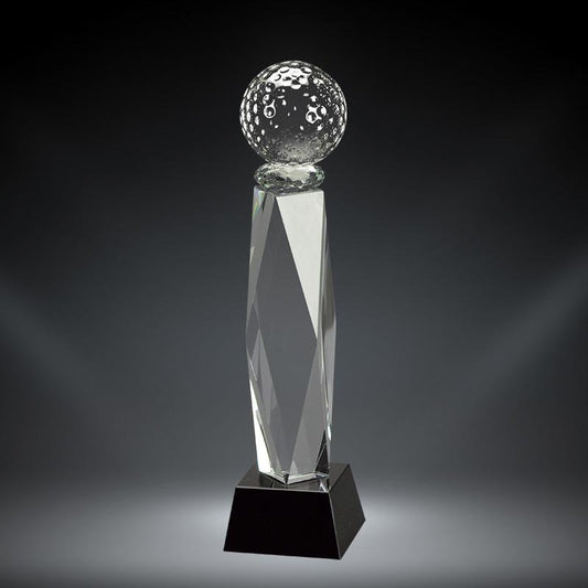 Tee Golf Crystal with black base. Available in 3 Sizes