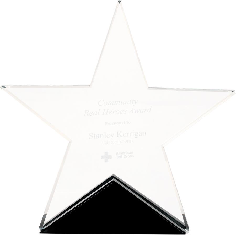 Glass Star on Black Base. Available in 3 Sizes