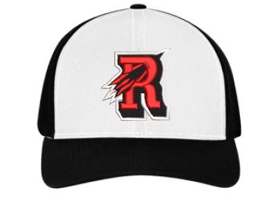 White & Black Reading Rocket snapback Trucker hat with adjustable back. This hat has a curved visor and Mid-Profile crown with a trucker mesh back.